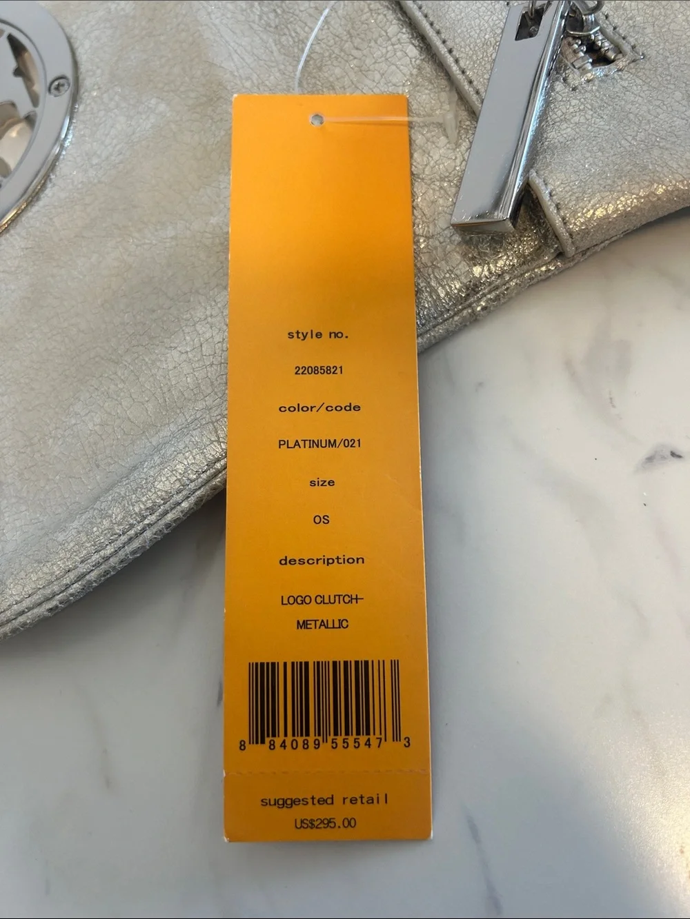 Tory Burch Metallic Silver Logo Wristlet Clutch
